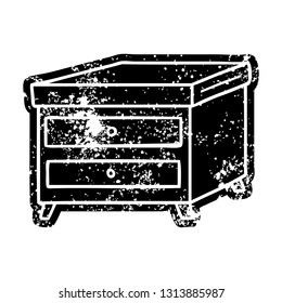 grunge distressed icon of a bedside table