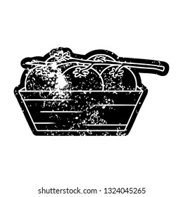 grunge distressed icon of a box of tomatoes
