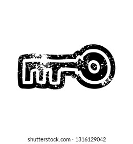 grunge distressed icon of a brass key