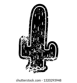 grunge distressed icon of a cactus 