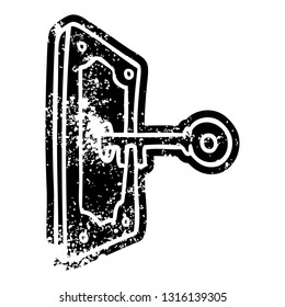 grunge distressed icon of a door handle