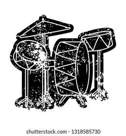grunge distressed icon of a drum kit