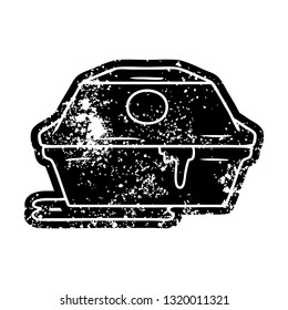 grunge distressed icon of a fast food burger container