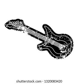 grunge distressed icon of a guitar