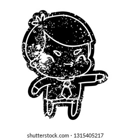 grunge distressed icon of a kawaii cute boy