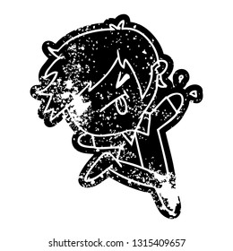 grunge distressed icon of a kawaii cute boy