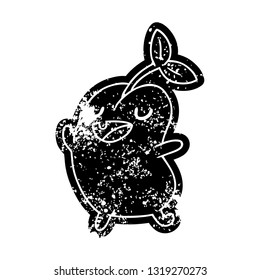 grunge distressed icon kawaii cute sprouting bean