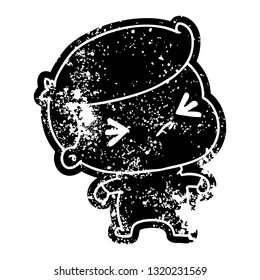 grunge distressed icon of a kawaii cute cross baby