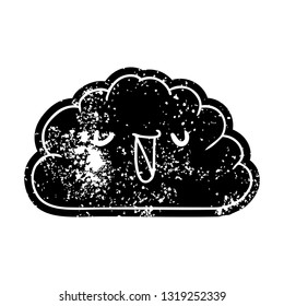 grunge distressed icon kawaii weather rain cloud