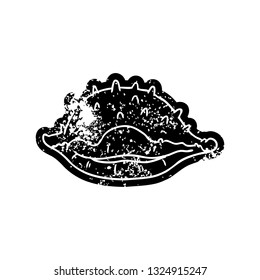 grunge distressed icon of a sea shell
