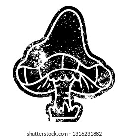 grunge distressed icon of a single mushroom