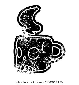 grunge distressed icon of a skull mug