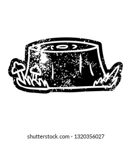 grunge distressed icon of a tree log 