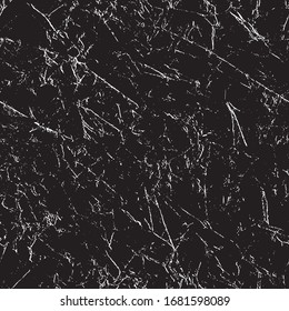 Grunge Distressed Seamless Repeating Pattern White on Black Vector Illustration