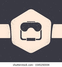 Grunge Diving mask icon isolated on grey background. Extreme sport. Diving underwater equipment. Monochrome vintage drawing. Vector Illustration