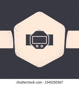Grunge Diving watch icon isolated on grey background. Diving underwater equipment. Monochrome vintage drawing. Vector Illustration