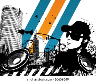 Grunge DJ City Vector Illustration