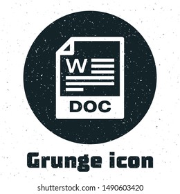 Grunge DOC file document. Download doc button icon isolated on white background. DOC file extension symbol.  Vector Illustration