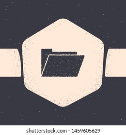 Grunge Document folder icon isolated on grey background. Accounting binder symbol. Bookkeeping management. Monochrome vintage drawing. Vector Illustration
