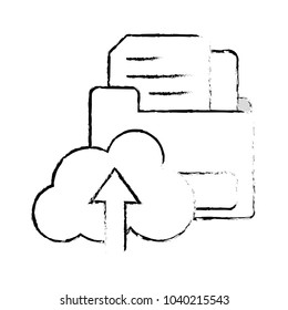 grunge documents inside file folder and cloud loading