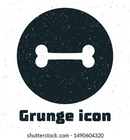 Grunge Dog bone icon isolated on white background. Pets food symbol.  Vector Illustration