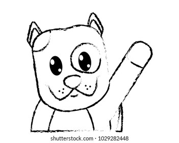 grunge dog cute animal with hand up