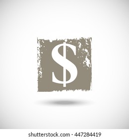 Grunge Dollar icon. Simple illustration pictogram,vector