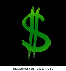 Grunge dollar sign. Drawn brush symbol dollar, vector