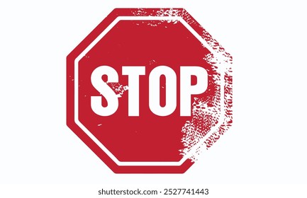 grunge no se detiene, grunge Stop sign sobre fondo blanco, grunge Stop sign object para el concepto de diseño, Hand Stop Icon Vector Sign , Symbol.eps 8