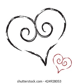 grunge and doodle heart design vector eps.10