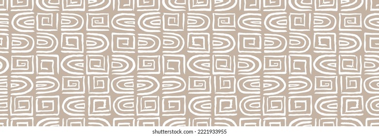 Grunge doodles pattern. Tribal ornament seamless pattern. Grunge ethnic background. Boho hippie style pattern. Modern fabric design. 80s or 90s clothes fabric. Contemporary ornaments.
