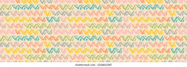 Grunge doodles pattern. Tribal simple ornament seamless pattern. Grunge ethnic background. Simple doodle pattern. Modern fabric design. 80s or 90s clothes fabric. Contemporary ornaments.