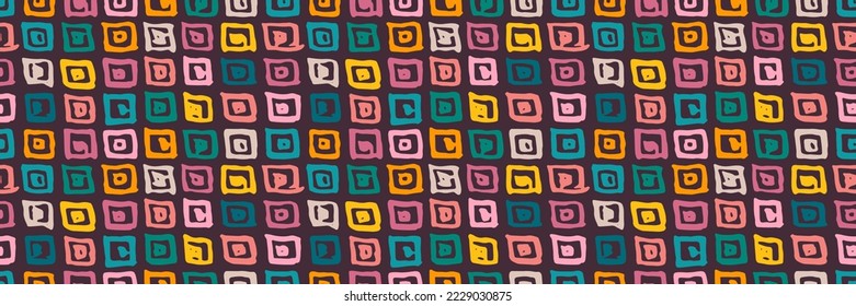 Grunge doodles pattern. Tribal simple ornament seamless pattern. Grunge ethnic background. Simple doodle pattern. Modern fabric design. 80s or 90s clothes fabric. Contemporary ornaments.