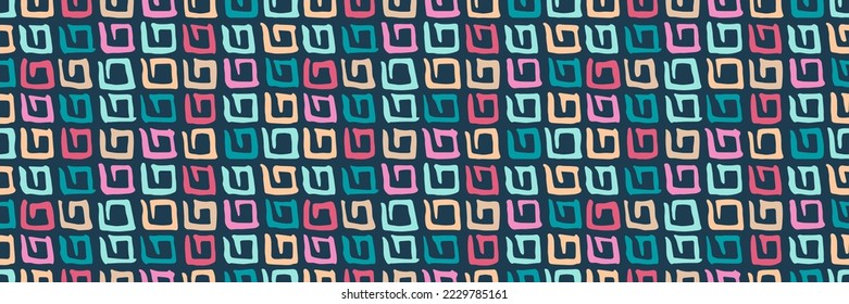 Grunge doodles pattern. Tribal simple ornament seamless pattern. Grunge ethnic background. Simple doodle pattern. Modern fabric design. 80s or 90s clothes fabric. Contemporary ornaments.