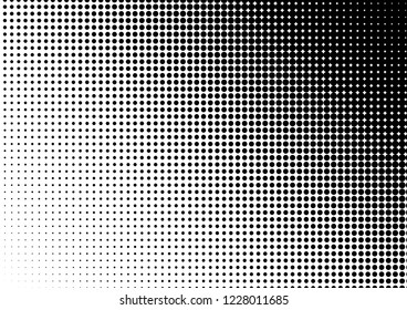 Grunge Dots Background. Black and White Monochrome Pattern. Pop-art Overlay. Distressed Halftone Texture. Vector illustration