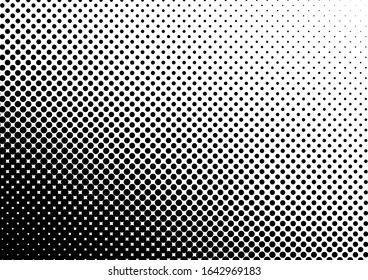 Grunge Dots Background. Fade Backdrop. Black and White Pattern. Monochrome Texture. Vector illustration