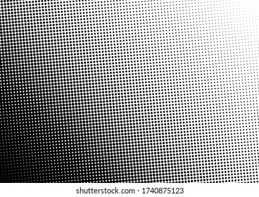 Fondo De Puntos Grunge. Patrón monocromo gradiente. Textura de semitono. Sobreposición moderna de Pop-art. Ilustración del vector