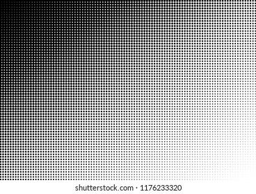 Grunge Dots Background. Gradient Pop-art Overlay. Vintage Fade Backdrop. Black and White Texture. Vector illustration