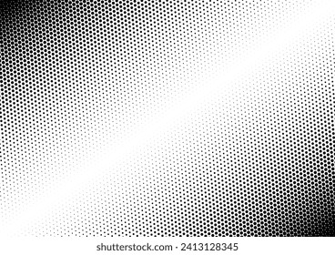 Grunge Punkte Hintergrund. Modernes gestörtes Muster. Monochrome Textur. Abstraktes Fade Overlay. Vektorgrafik