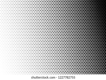 Grunge Dots Background. Points Gradient Texture. Fade Monochrome Pattern. Black and White Overlay. Vector illustration