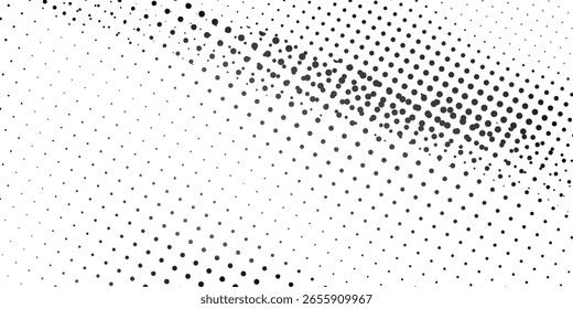 Grunge puntos medio tono gradiente de fondo. Onda de textura de ruido de grano desvanecida. Blanco y negro bueno moderno