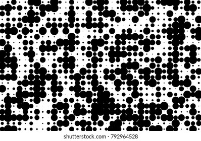 Grunge dotted background with circles, dots, point different size, scale. Halftone pattern. Design element for web banners, posters, cards, sites, panels. Black and white Vector 