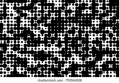 Grunge dotted background with circles, dots, point different size, scale. Halftone pattern. Design element for web banners, posters, cards, sites, panels. Black and white Vector 