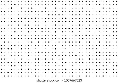 Grunge dotted bckground with circles, dots, point different size, scale. Halftone pattern. Design element for web banners, posters, cards, sites, panels. Black and white color Vector illustrtion