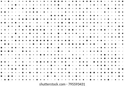 Grunge dotted bckground with circles, dots, point different size, scale. Halftone pattern. Design element for web banners, posters, cards, sites, panels. Black and white color Vector illustrtion