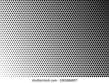 Grunge Dotted Halftone Background. Black and White Vintage Texture. Abstract Backdrop. Gradient Dots Overlay. Vector illustration