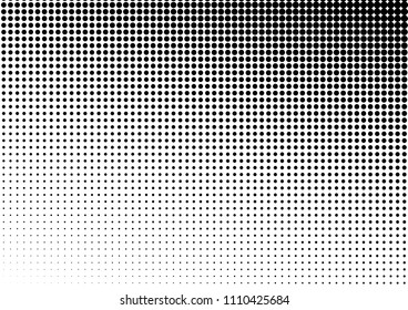 Grunge Dotted Halftone Background. Black and White Pattern. Distressed Overlay. Gradient Dots Backdrop. Vector illustration