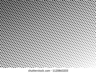 Grunge Dotted Halftone Background. Gradient Monochrome Texture. Pop-art Backdrop. Black and White Pattern. Vector illustration
