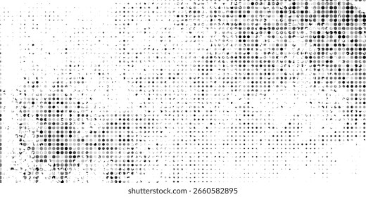 Textura gradiente de meio-tom pontilhado grunge. Plano de fundo de ponto de polka de fuga.Vetor 