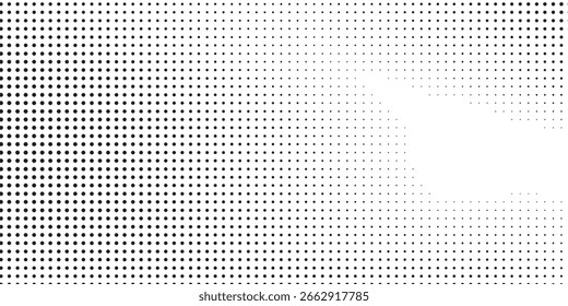 Textura de gradiente semitono punteado de grunge. Arte de diseño moderno abstracto de lunares que desaparece